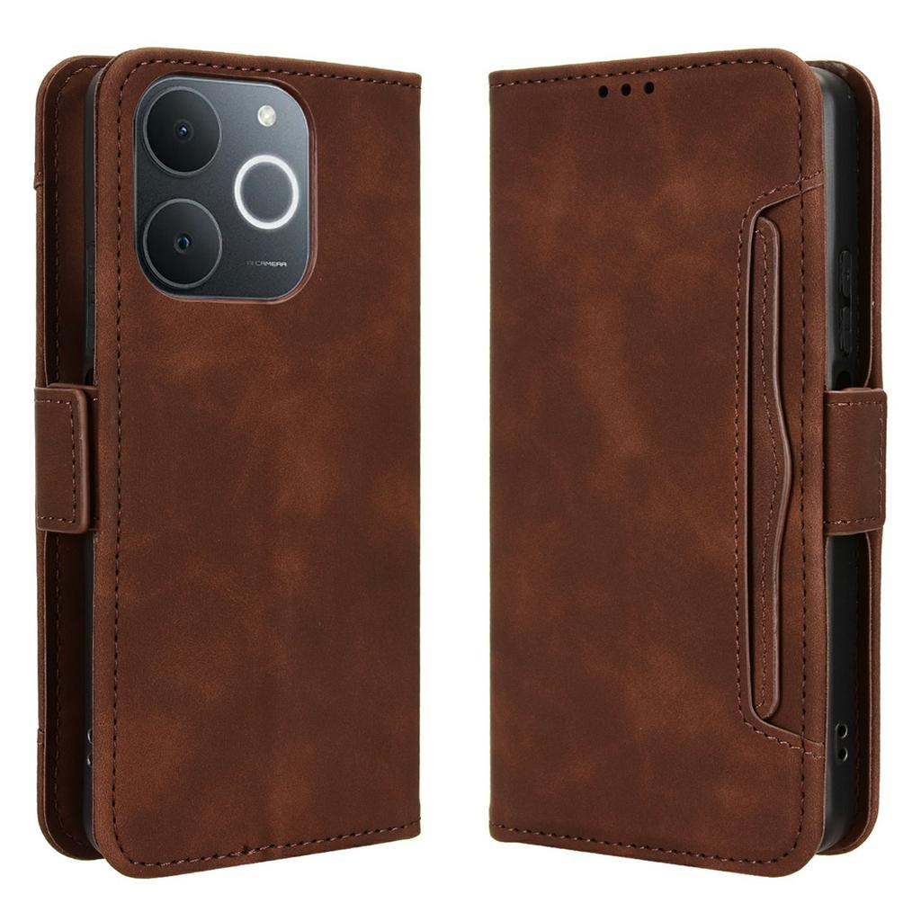 Leather Case for Realme Note 70T 4G/Narzo 80 Lite 4G/Realme C71 4G (India) Phone Wallet Cover with Multiple Card Slots - Red