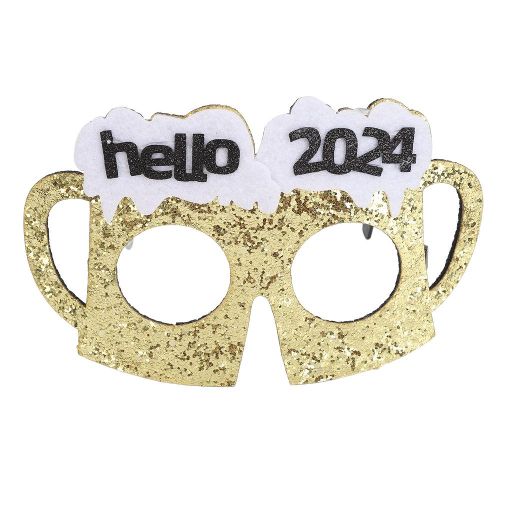 5 ks novoročních fotobudkových rekvizit, třpytivých brýlí, dekorací pro šťastný nový rok, fotodoplňků na párty