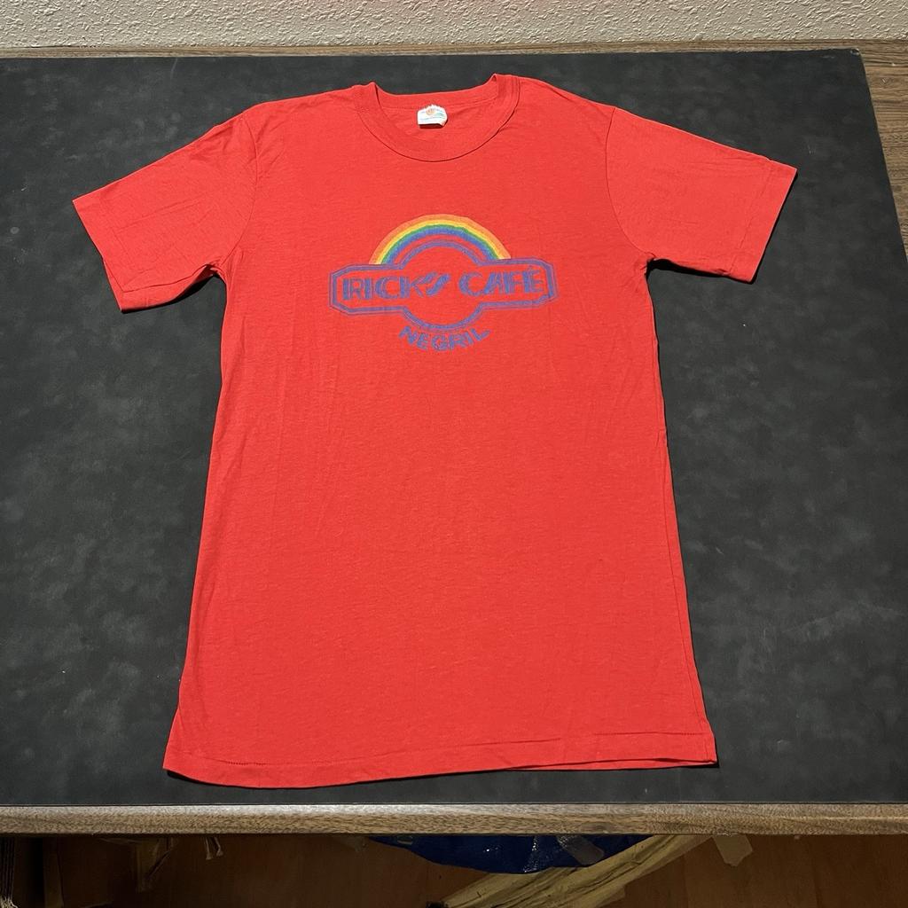 Vintage 1970s Shirt Rainbow Ricks Cafe people power movement protest Gay Lesbian Unisex T-Shirt