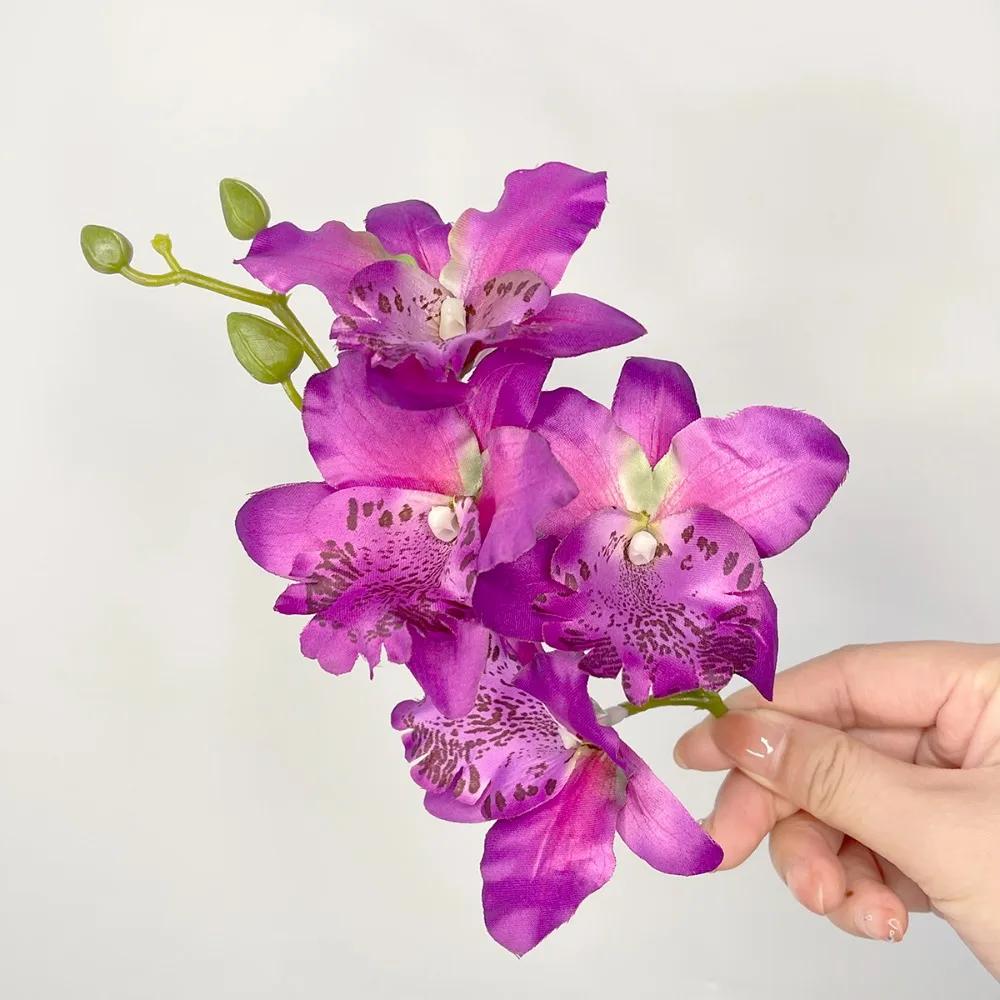 Orchid Flower Fairy Hairpins Spring Summer Artificial Flowers Floral Barrette Wedding Party Travel Hairpiece for Women Girls