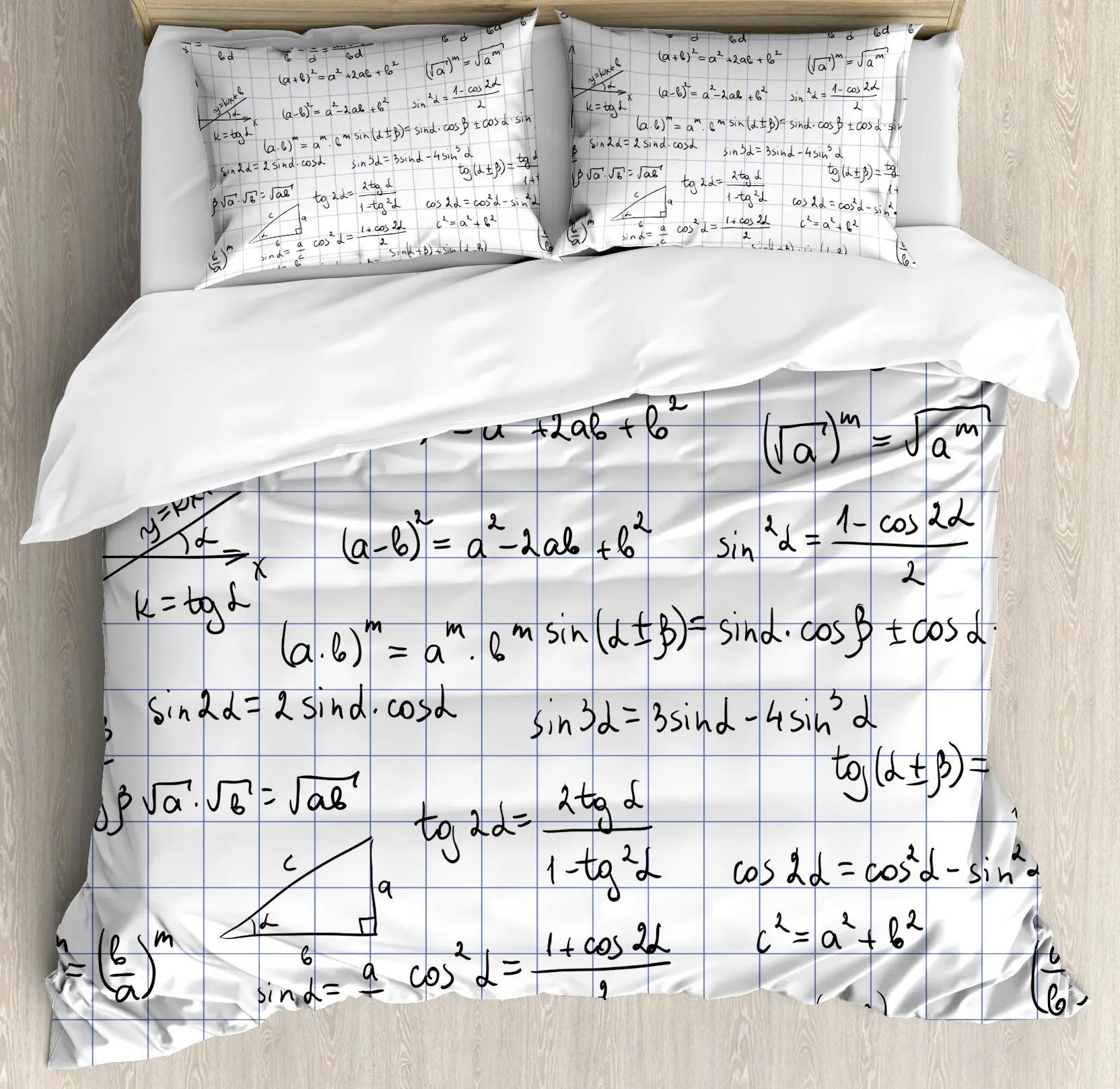 

Math Geometry Bedding King Three-Dimensional Coordinate System Formula Equation Duvet Cover Educational Polyester Quilt Cover 70x133cm 2pcs