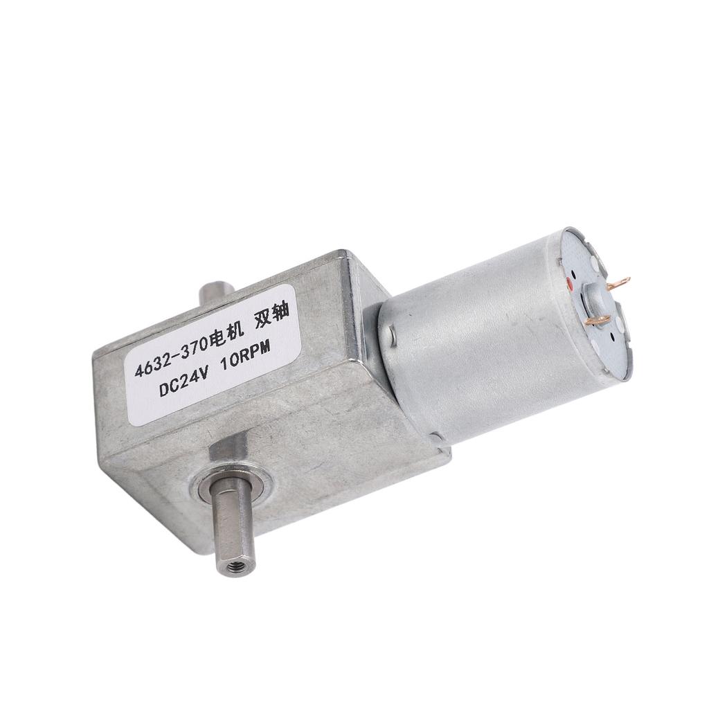 DC Worm Gear Motor 4632 370 Aluminum Brass Double Shaft Mini Turbine Worm Motor for Electric Fan DC24V 10RPM
