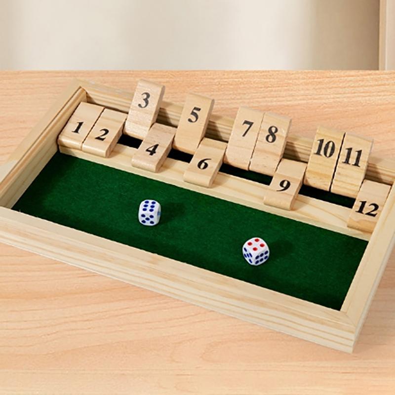 1 Set Wooden Flaps & Dices Game Single Players Pub Bar Party Supplies Shut The Box Dice Board Game For Kids And Adults