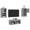 4 Piece TV Wall Unit with LED Lights Grey Sonoma
