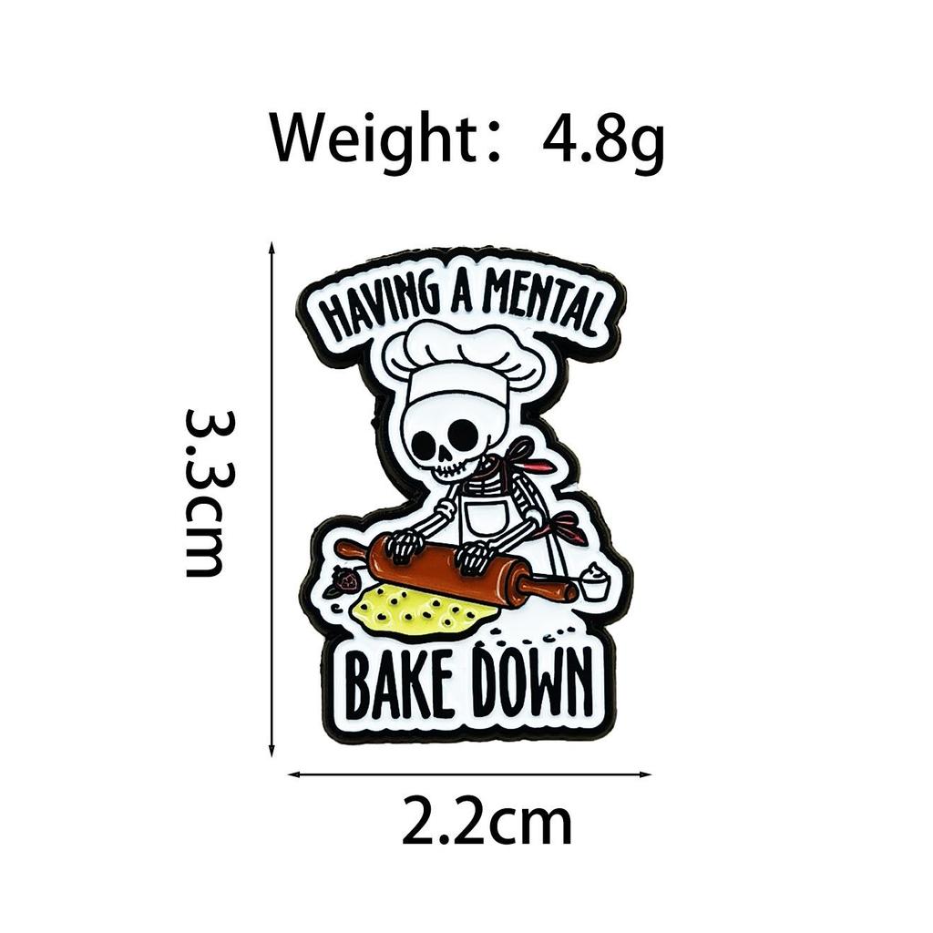 Cute Skull Chef Brooch: Creative Quote Badge for Backpacks - Alloy Decorative Accessory