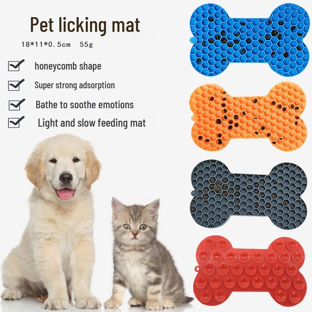 Bone Silicone Licking Mat Dog Slow Feeder