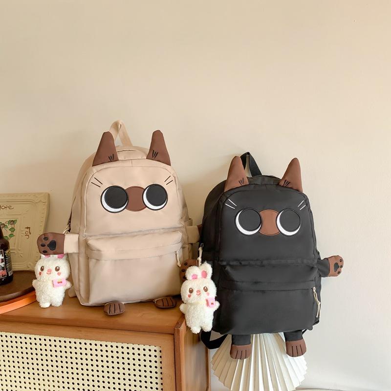 School bag for junior high school students Cute kitten student backpack Ugly cute large-capacity school bag High school students backpacking