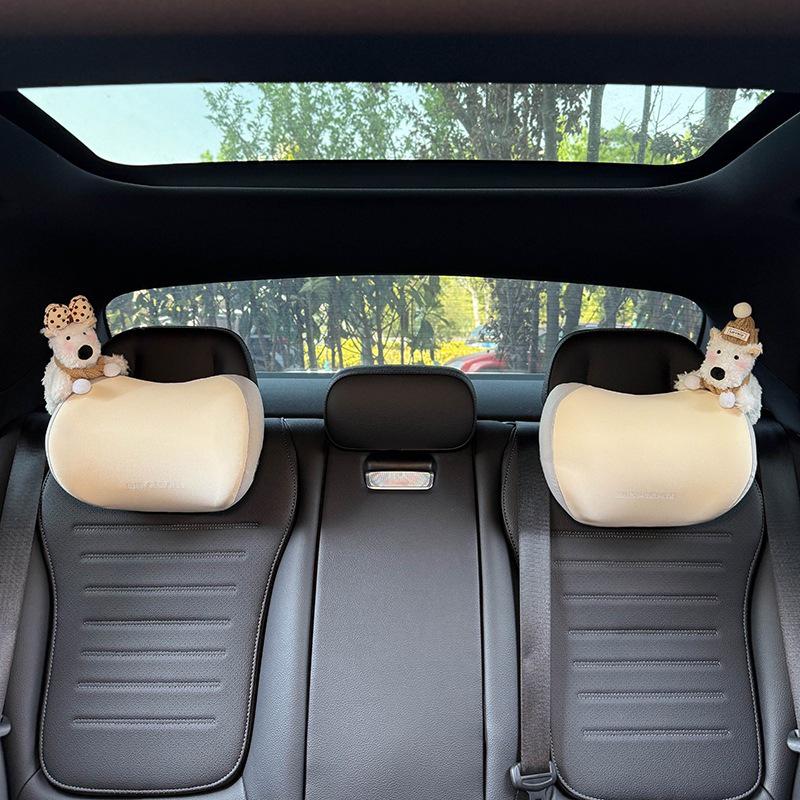2025 Cute Creative Car Headrest & Lumbar Neck Support Pillow Set