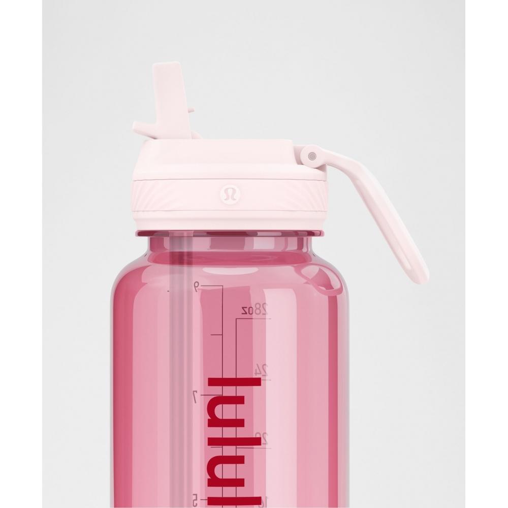 Lululemon Back To Life Clear Bottle 32oz  Straw Lid Pink Pearl Candy Cloud Oxford Red