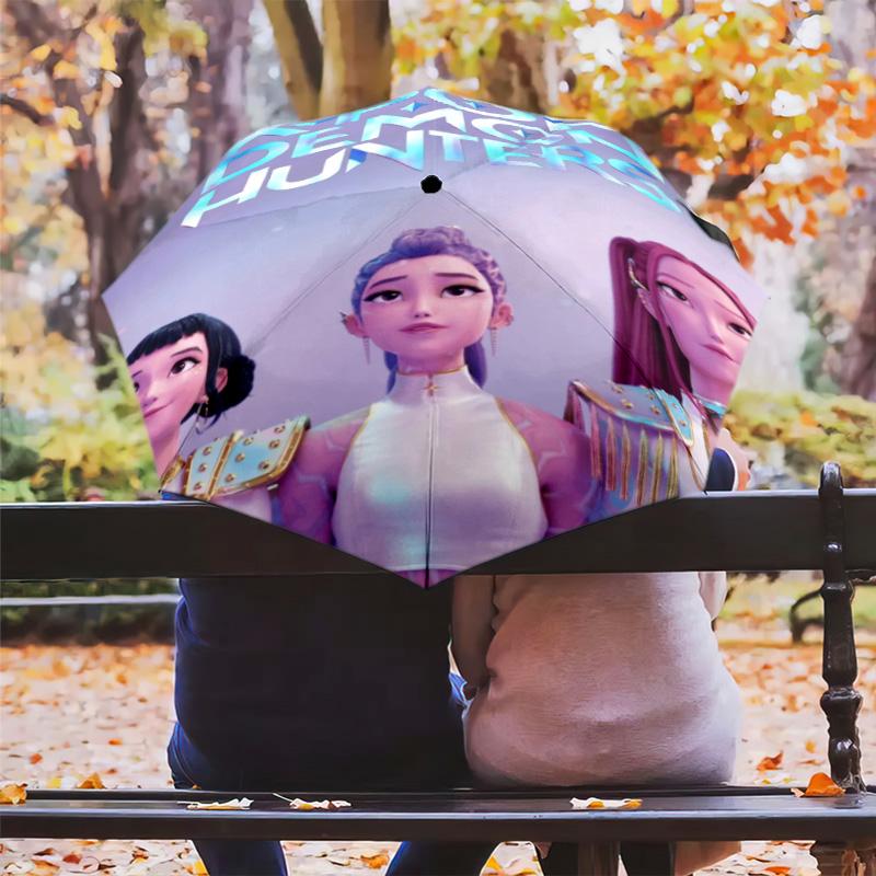 K-Pop Demon Hunters: Urban Fantasy Adventure Folding Umbrella Travel Suitable for All Seasons Three Folds Sun Umbrella Sun Umbrella