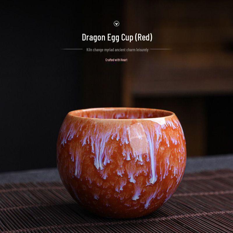 Dragon Egg Jianzhan Ceramic Tea Cup Set - Kung Fu Style with Five Elements Design