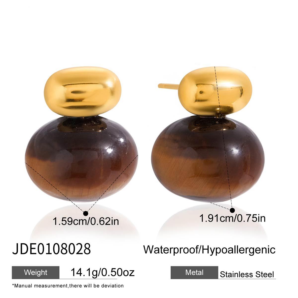 

Youthway Chunky Tiger Eye Stud Earrings For Women Vintage Gold Plated Stainless Steel Earrings Fashion Jewelry Girls Gift