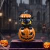 Resin Black Cat on Pumpkin Spooky Ornament Tabletop Decor Pumpkins Halloween Theme Decor for Tiered Tray Shelf Mantel Desks