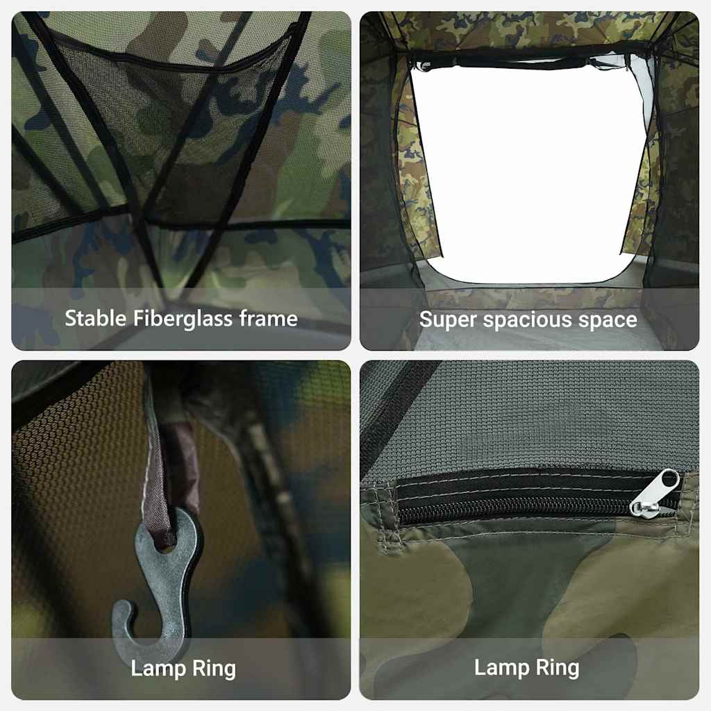 Fishing Tent Camouflage 514 X 465 X 187 Cm Polyester and Fiberglass