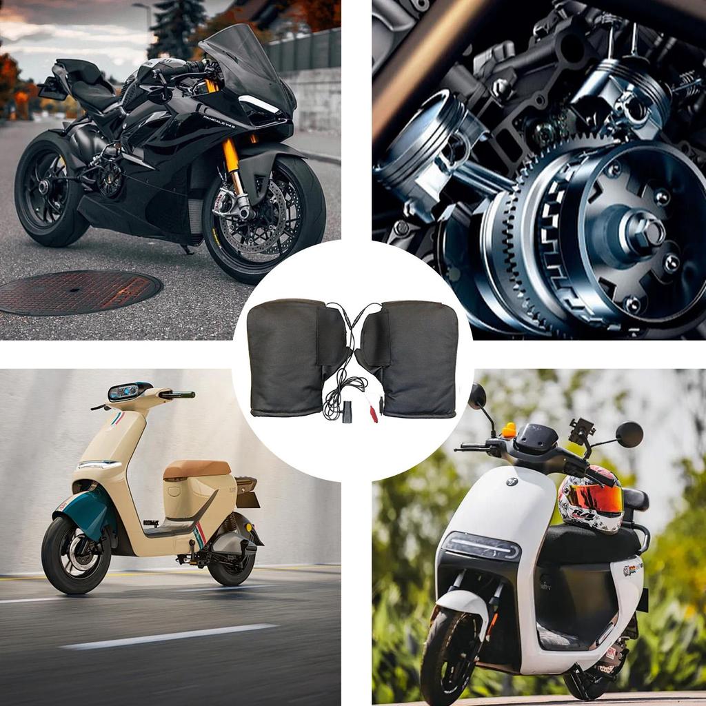 12V Heated Handlebar Muffs Windproof Electric Comfortable Snowmobile Heated Grip Gloves for Men Riders Commuting Riding Touring