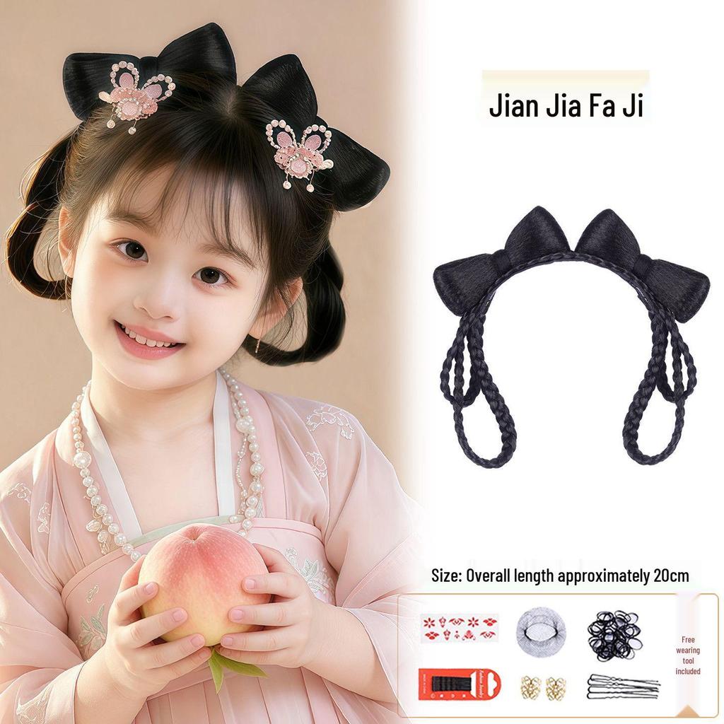 Children's Hanfu Hair Bun Pad – Bow Styling Accessory for Girls