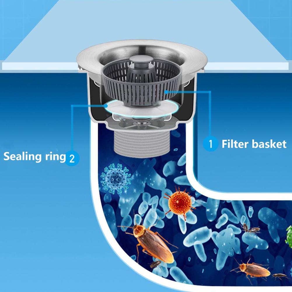3-In-1 Sink Drain Strainer Stainless Steel Kitchen Mesh Basket Filter Sink Aid Drain Filter for Kitchen Bathroom Accessories