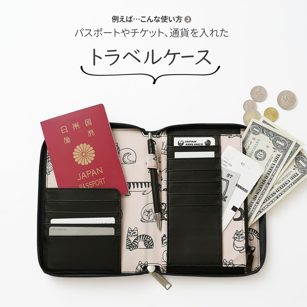 Lisa Larson LISA LARSON Organizer with Sketch Stylish Design for [Official] Multi-Case/Pouch Cats, Hand-Drawn, Women, LTNA-06