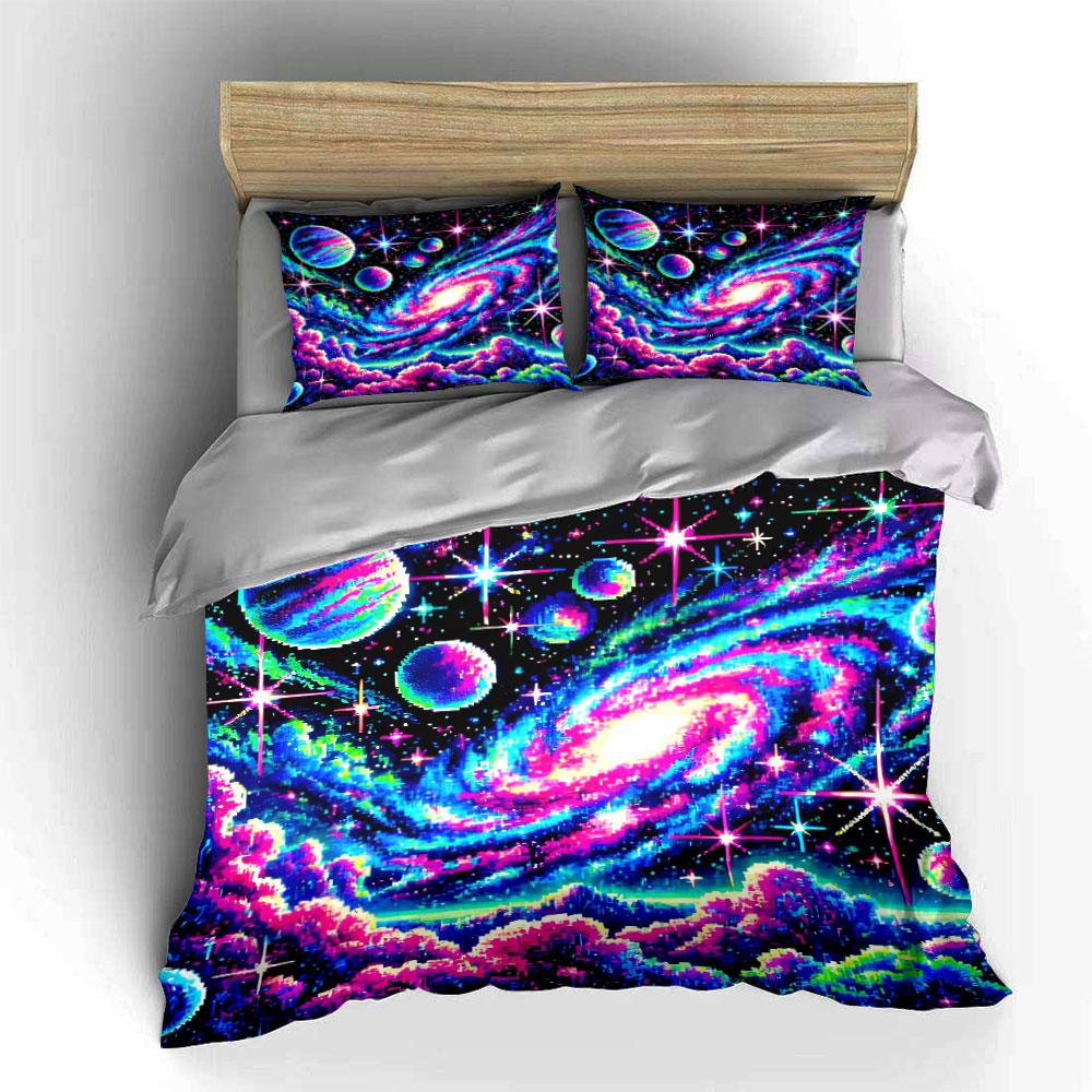 Galaxy-Themed Three-Piece Decor Set Soft Comfortable Duvet Cover Bedding Set Included 1*Duvet Cover & 2*Pillowcases, Gift