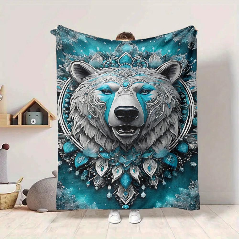 1pc Polar Bear Mandala Art Blanket Lightweight Blanket Throw Blanket For Sofa, Bed, Travel, Camping, Livingroom, Office yy251010023