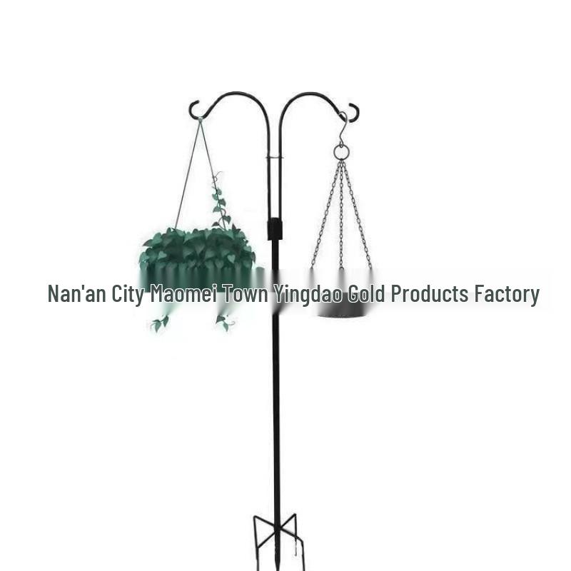 Double Wrought Iron Shepherd's Hook for Outdoor Gardens and Courtyards