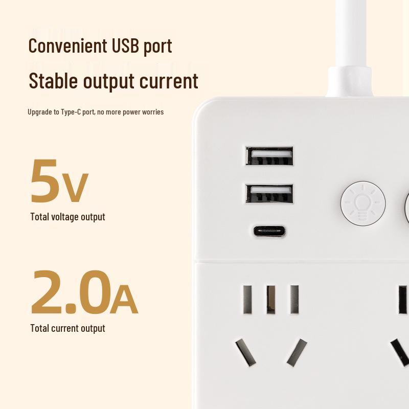 86-Socket Strip: Multi-Function Remote Control USB Bedside Night Light with Voice and USB Charging