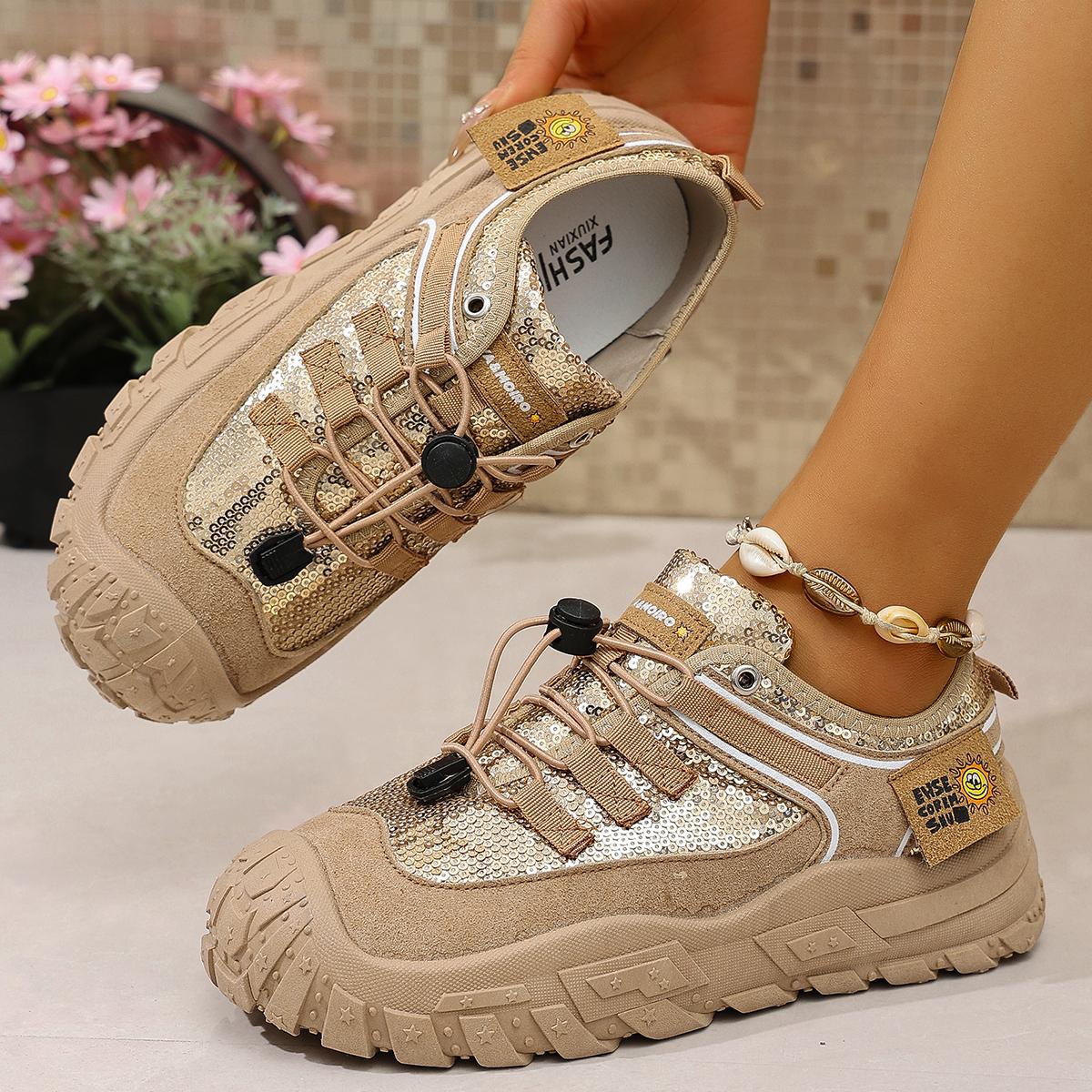 

Модные Новые Женские Кроссовки Удобные Дышащие Кроссовки для Бега Женские На шнуровке Роскошные С круглым носком Вулканизированная обувь Женская Zapatos De Mujer 36 золотой