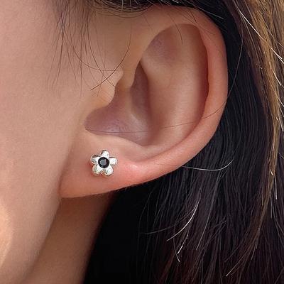 Kleine Damen Sonnenblumen Ohrringe Damenmode Frühherbst Temperament Schwarzer Diamant Blume Ohrstecker Cool