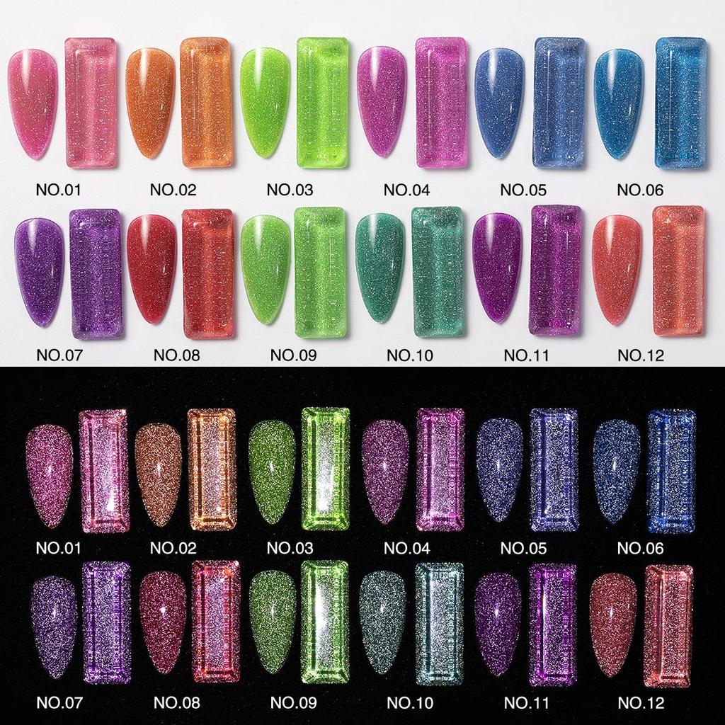 12-Color Fluorescent Glitter Gel Polish for Nail Salons