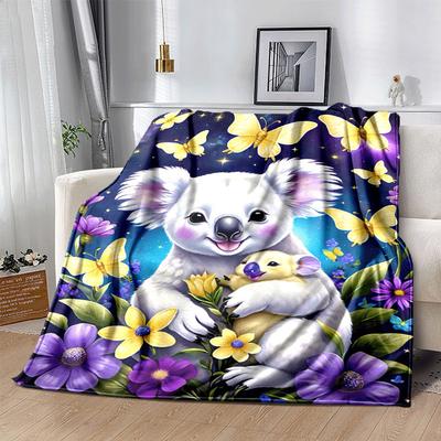 1 Stück Koala-Druck Leichte Flanelldecke, Bequeme und Warme Decke, für Camping Sofa Bett und Couch Büro, Geeignet für Geschenk Decke