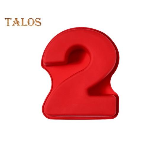 

3D цифровая форма для торта, силиконовая антипригарная форма для торта с цифрами, устойчивая к высоким и низким температурам, противоскользящая текстура, сюрприз, форма для хлеба на день рождения 2 красный