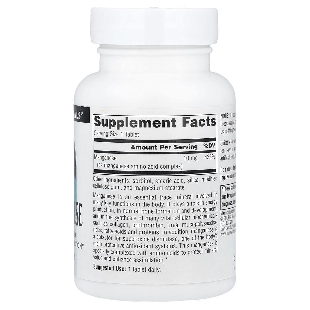 Manganese, 10 Mg, 250 Tablets