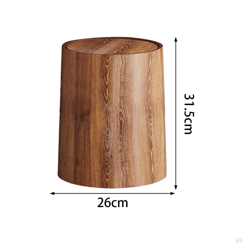 Trash Can Household Bin Modern Reusable Waste Wood Grain Basket for