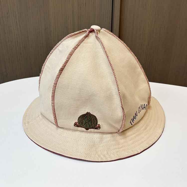 South Korea new dome octagonal bucket hat women's summer cloud big brim sun hat embroidered cactus sunscreen basin hat