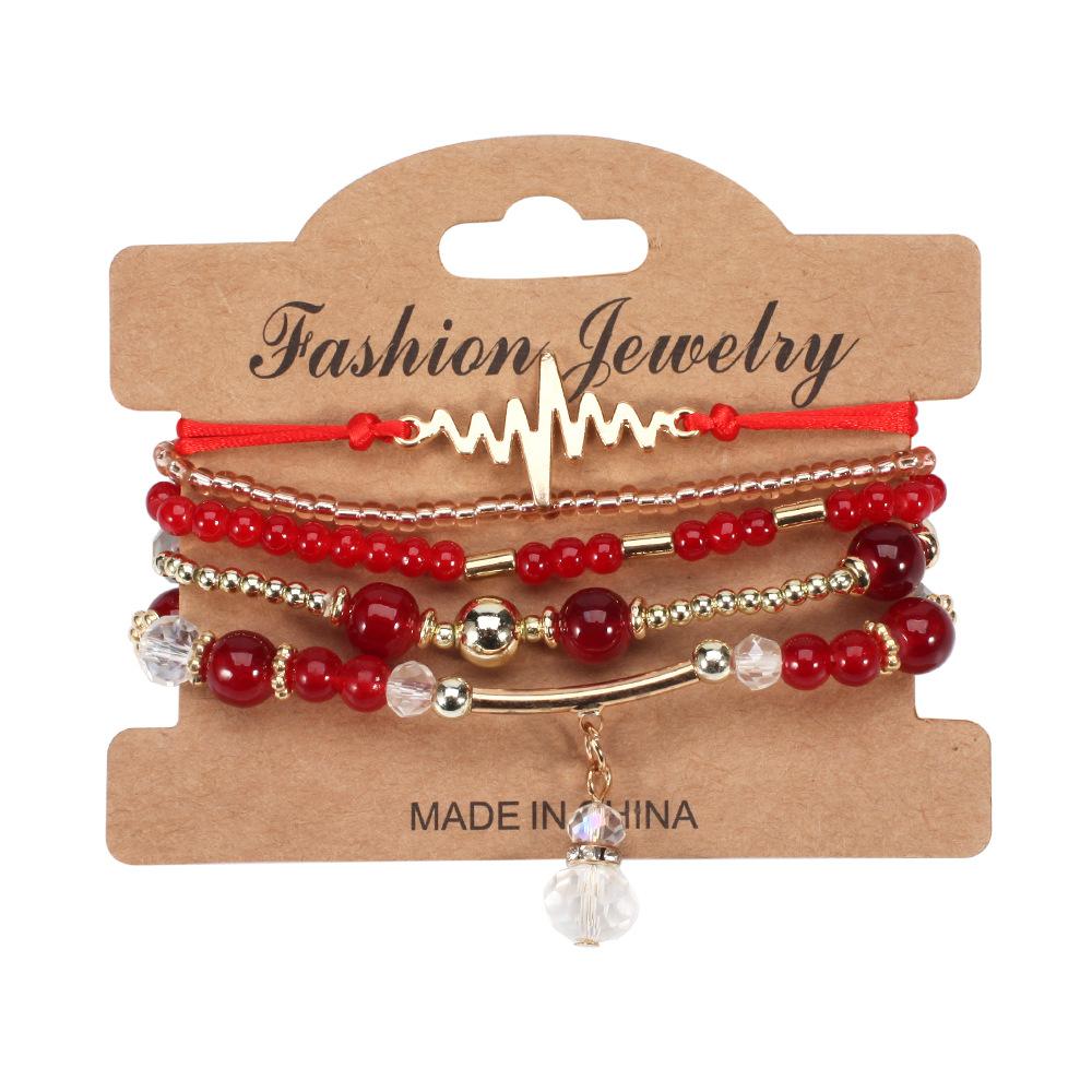 JYL TS Bracelet Bohemian Valentine  Heart Beads Strengthens Love