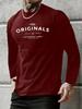 Men's Loose and Comfortable Casual Sports THE ORIGINALS Letter Printed Round Neck Long Sleeved T-shirt Top