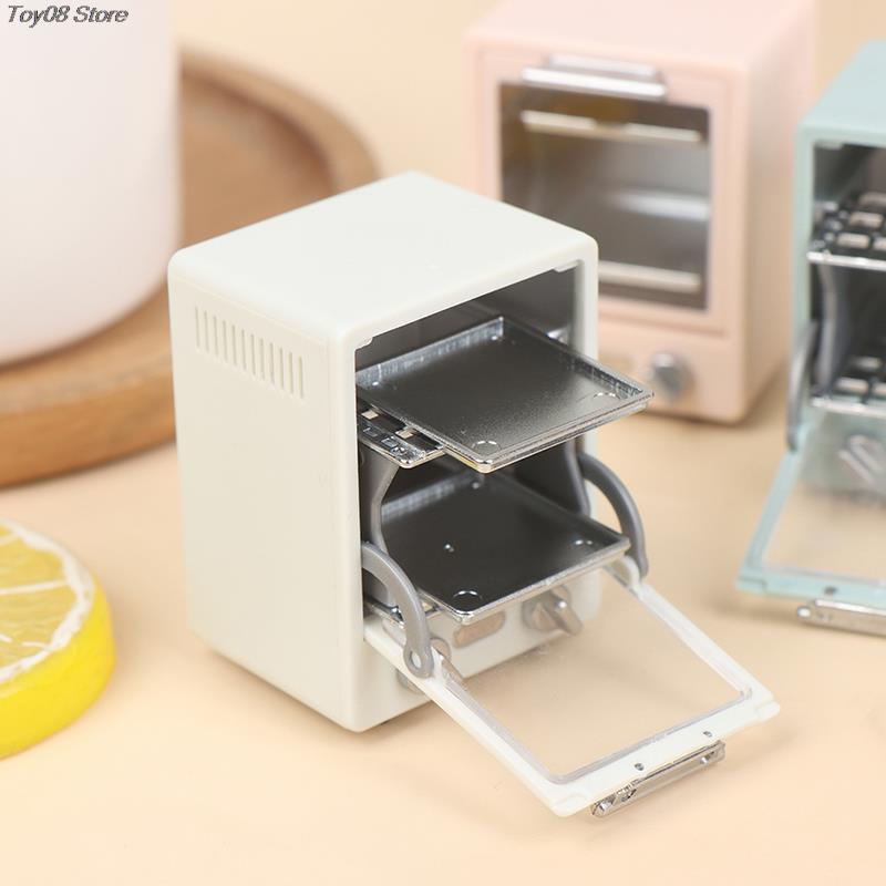 1Pc Simulation Miniature Dollhouse Oven Play Kitchen Baking Dish Bread Retro Refrigerator Model Doll Mini Furniture Toy Decor