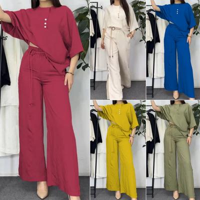 Women's Fashion Casual Loose Short Sleeve Plus Size Two Piece Set