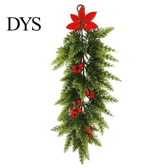 Rote Beerengirlande für Feiertagsdekoration Weihnachten Künstlicher Tropfen-Girlande, Weihnachtsstern Hängende Wanddekoration, Pflanze Saisonale Ausstellung Kiefer Tür Fenster Kaminsims