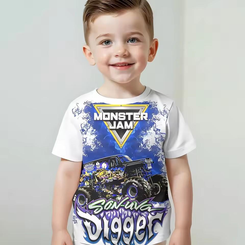 3D-tryck Tecknad Lastbil Monster Jam Babykläder 5 Till 14 År Manliga Utomhuskläder Barn Pojke Flicka Barn T-shirt Topp