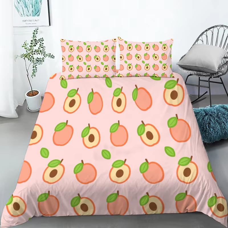 Kawaii Fruit Bedding Set For Kids Adults Bedroom Decor Lemon Watermelon Print Duvet Cover Set Twin Full Queen King Quilt Cover