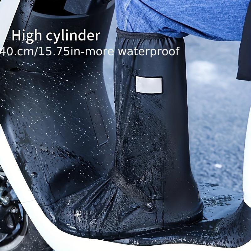Regenstiefel Schuhüberzug Schwarz Wasserdicht mit Reflektor Hoher Schaft Transparent Schuhe Staubschutzhüllen für Motorrad Fahrrad Regenschutz Männer Frauen