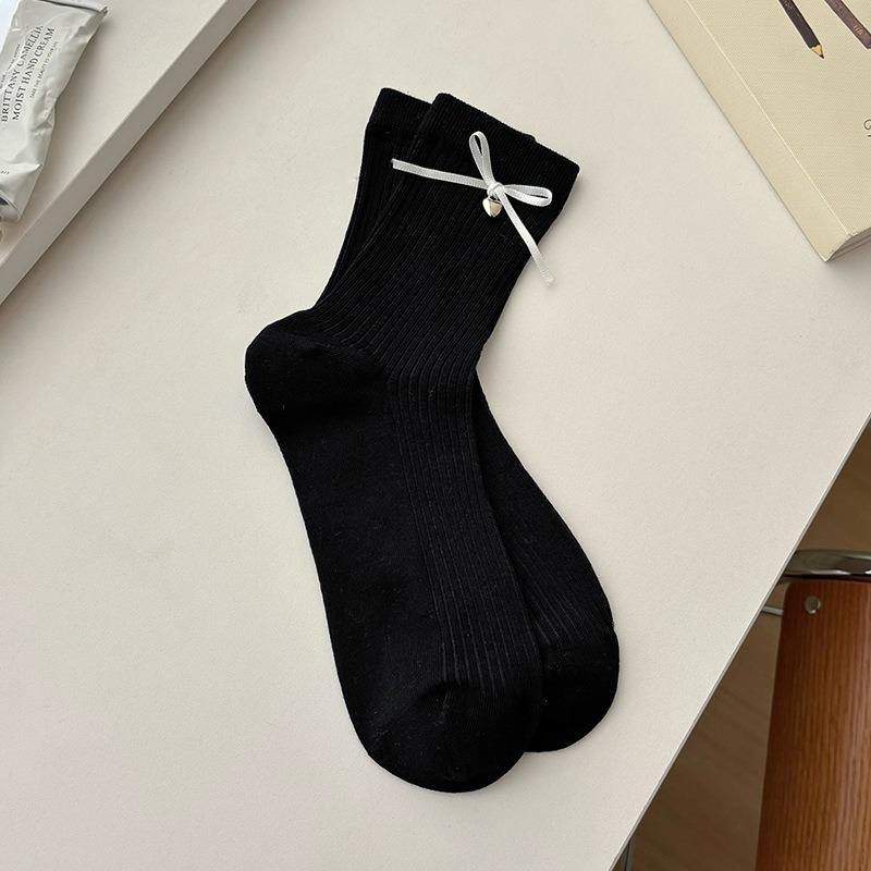 5 Pairs of Women's Spring and Summer Fashionable Cotton Bow Bell Accessories and Socks