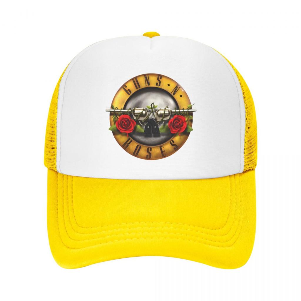 Guns N Roses Ležérní Obyčejná kšiltovka ze síťoviny kovová páska Nastavitelné čepice se zipem pro ženy Unisex čepice táta Trucker