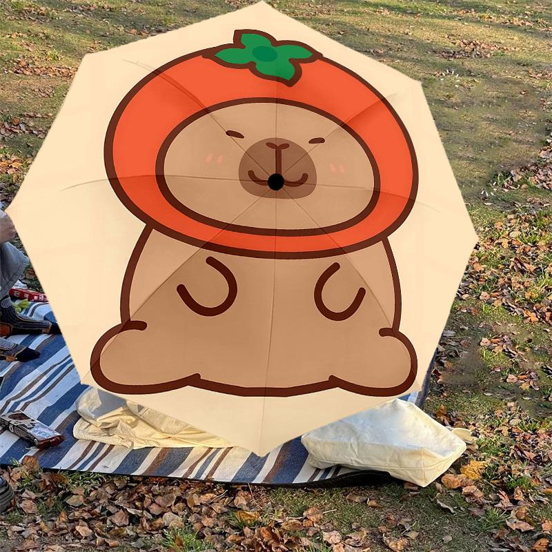 1PC Capybara Heartbeat Umbrella-8-Rib Reinforced Portable Folding Travel Suitable for All Seasons Outdoor Daily Use-H0336