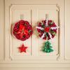 Christmas Wreath Decoration Red Artificial Poinsettias Buffalo Plaid Wreath with Star/Tree Ornament for Wall Window Porch Door Indoor Outdoor Decor