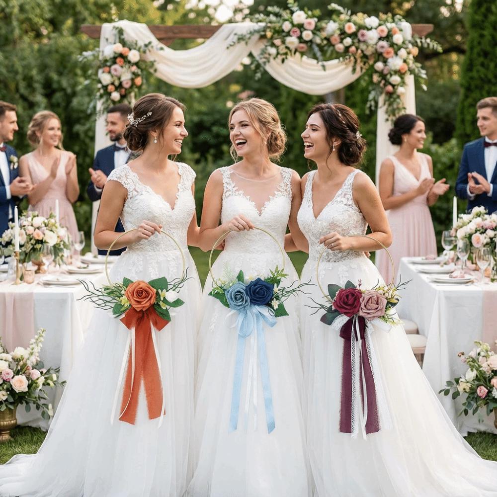 Romantic Artificial Rose Garland Handheld Wedding Decor Wreath  Wall Decoration