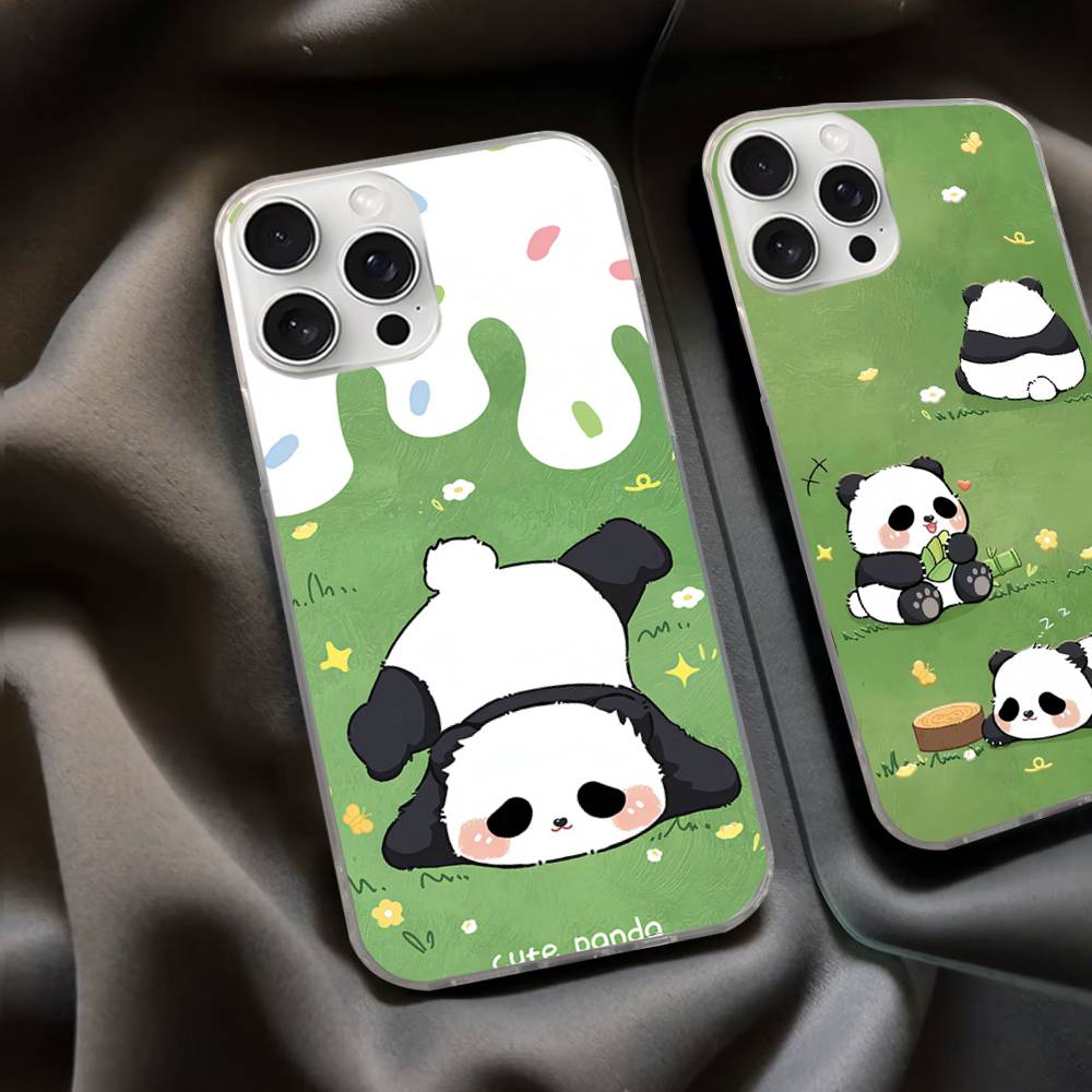 Anime Panda Water Ripple Phone Case For iPhone 17 16 11 12 13 14 15 Pro Max Plus Back Cover