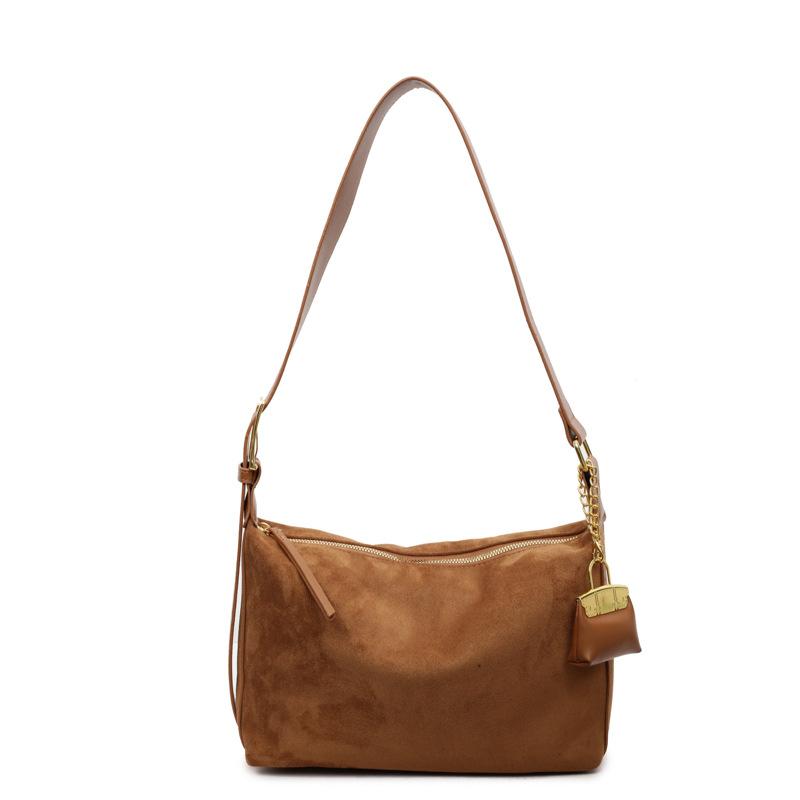 Retro high-end underarm bag women's 2025 new large-capacity soft suede tote bag simple shoulder bag