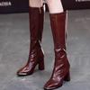 Sexy Women Knee High Boots Dress Party High Heels Shoes Designer 2025 Trend New Winter Motorcycle Knight's Boots Pumps